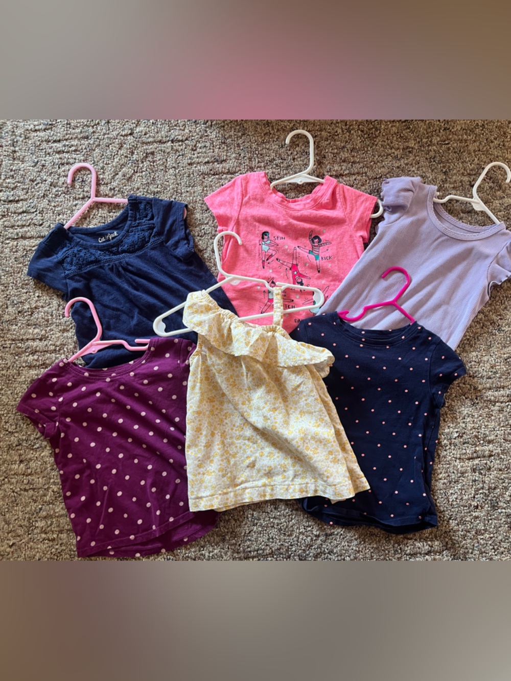 Girls Mixed Short Sleeve Tops - Pink, Purple, Navy, Yellow, Lavender
